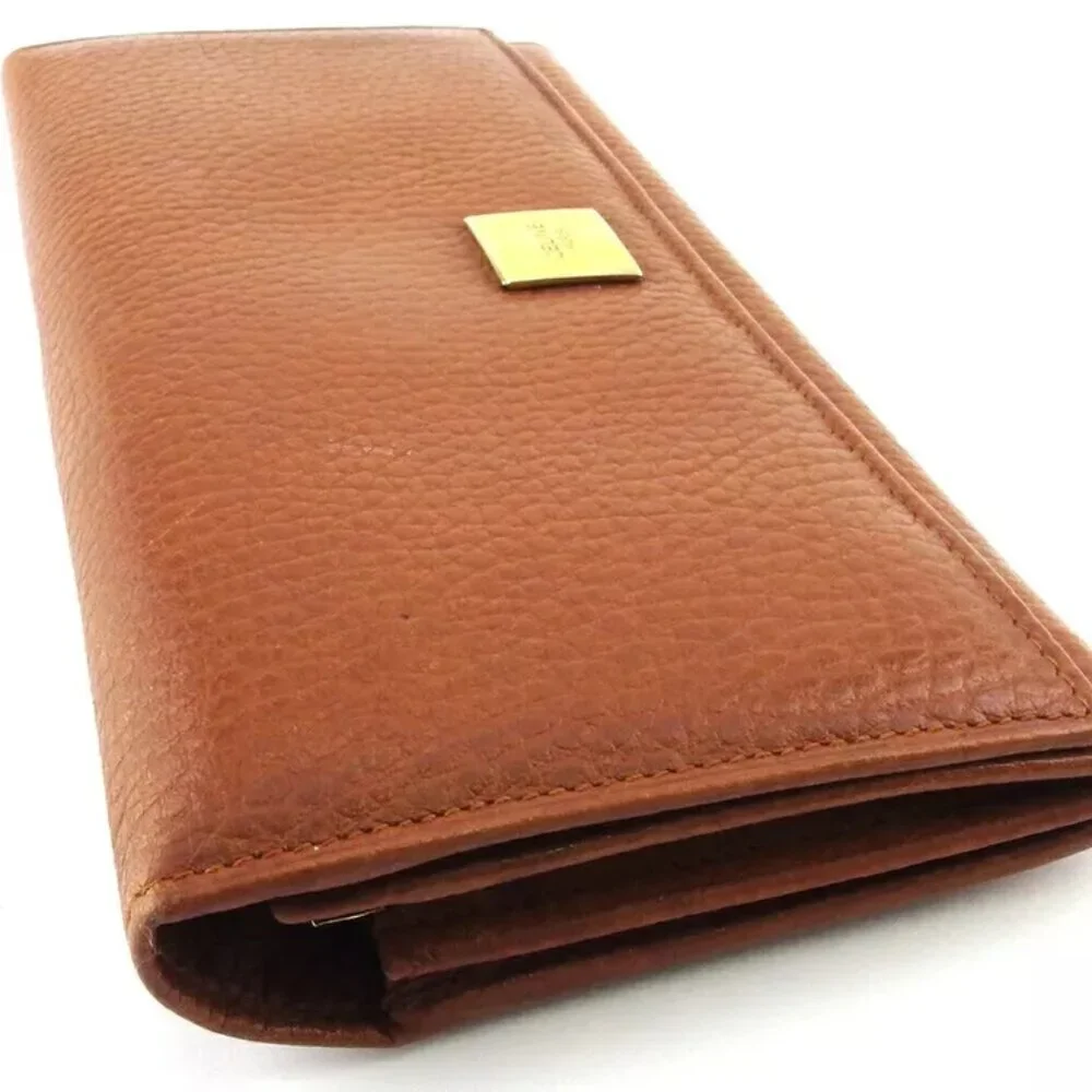 Celine Long Wallet Logo Plate Leather Authentic USED - Picture 4 of 11